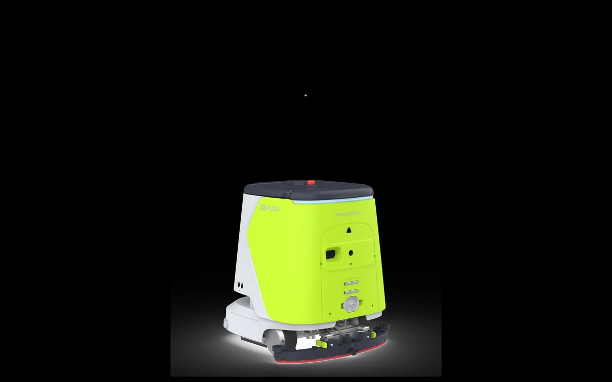 PUDU CC1 Pro cleaning robot side profile view