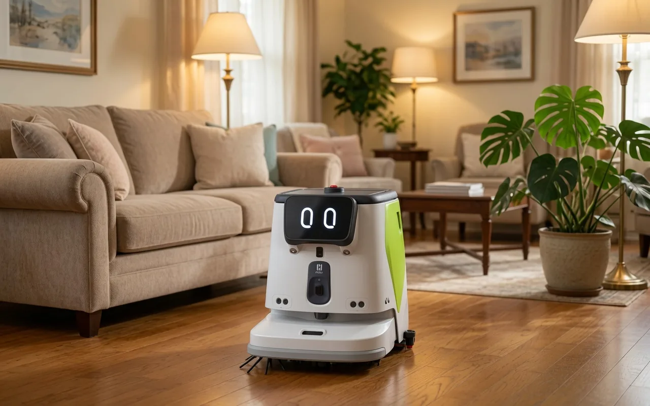 Tovrana CC1 Pro cleaning robot in a senior living common room