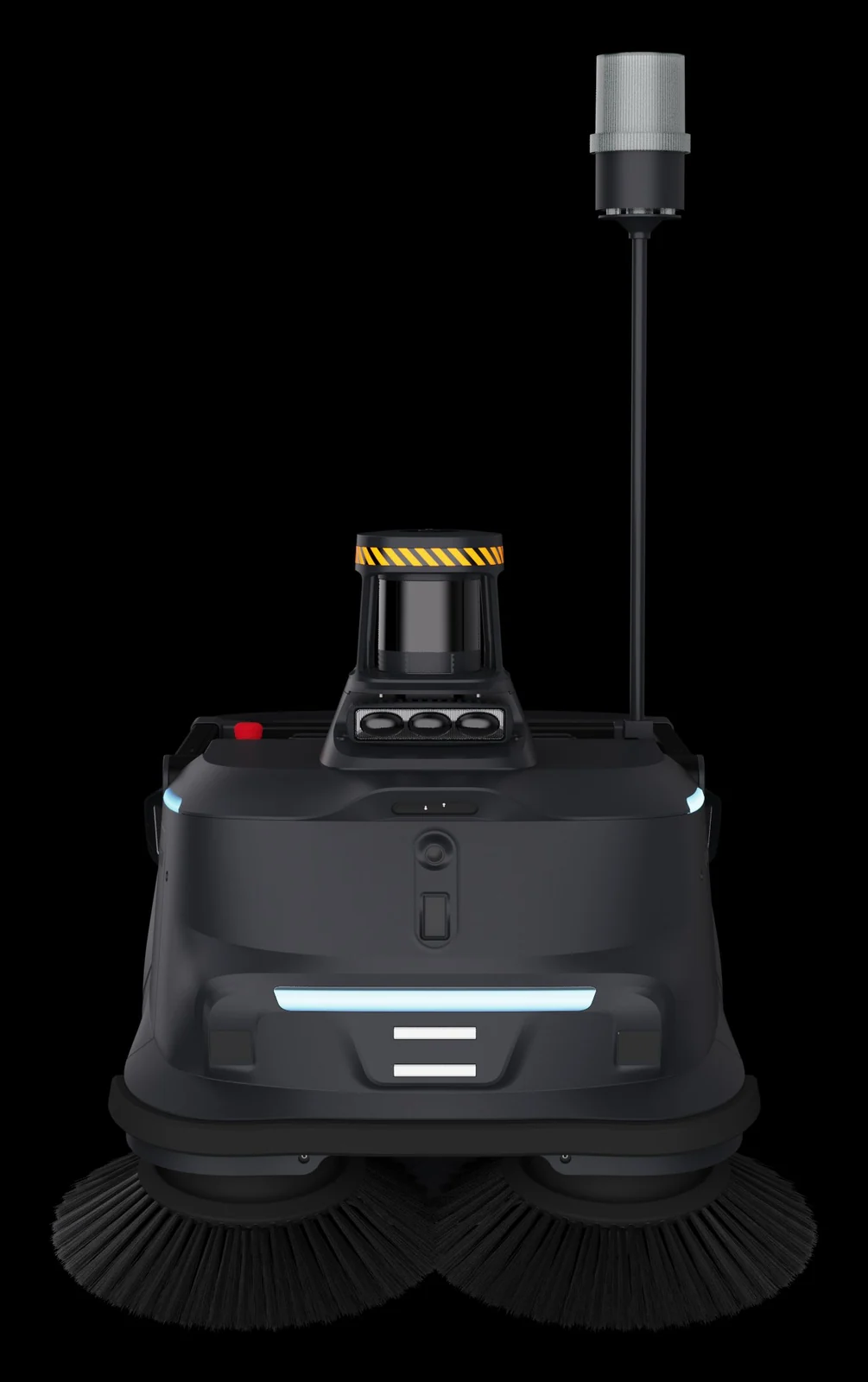 PUDU MT1 Max sweeper front view with twin side brushes