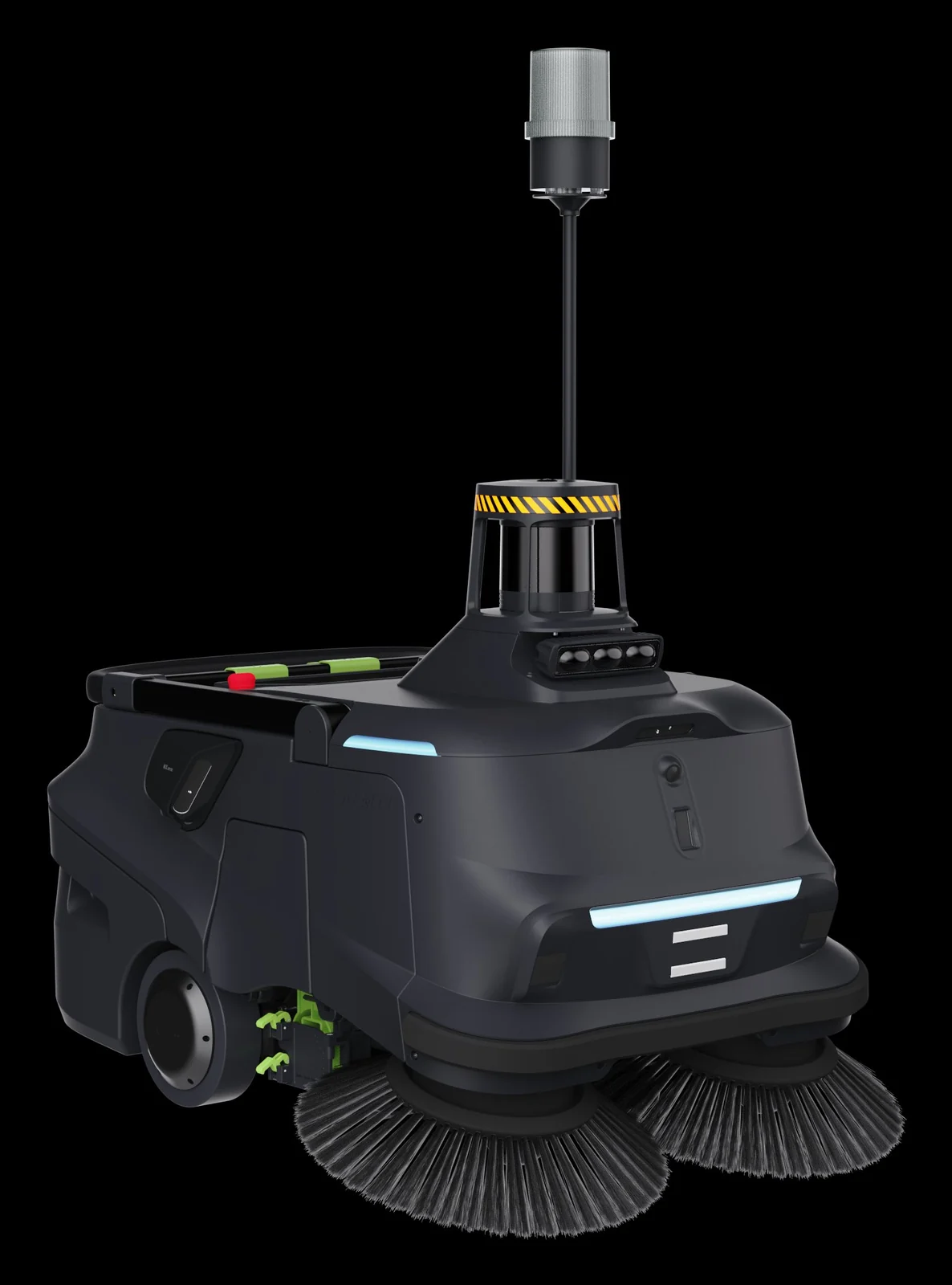 PUDU MT1 Max AI 3D perception robotic sweeper front angled view
