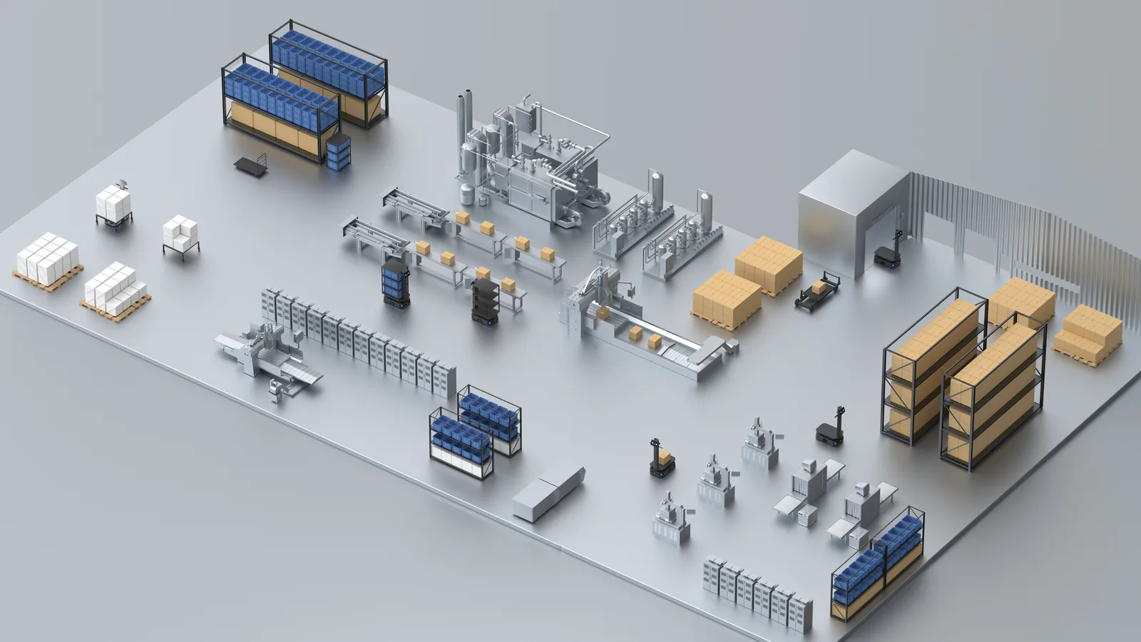 PUDU T300 operating across a busy manufacturing plant